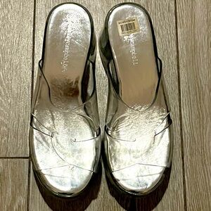 JEFFREY CAMPBELL Women's Jelli Platform Slides In Clear Faux Leather size 7